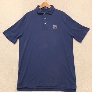 Stitch Golf Polo Shirt Mens L Minikahda Club Logo Giza Cotton Stretch Navy Blue